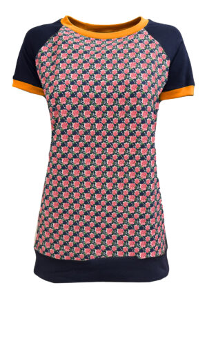 retro shirt met ronde hals en roosjesprint voor Zendee