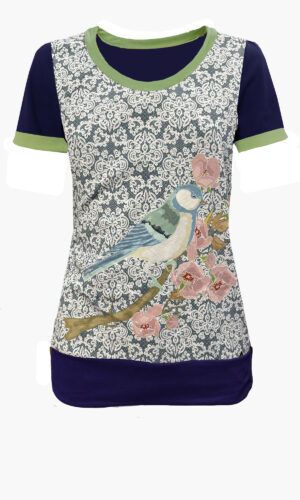 retro shirt met vogelprint Zendee