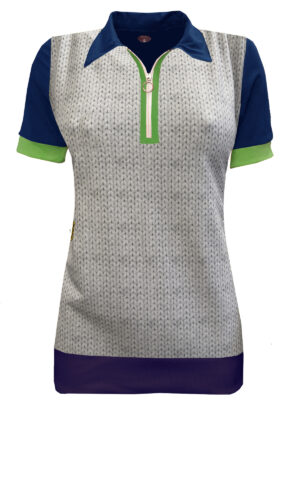 retro sportief shirt met breisel en ritsje Zendee