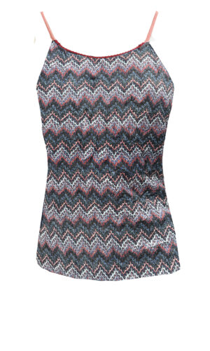 mouwloze top met zigzagprint en striklinten ZEndee